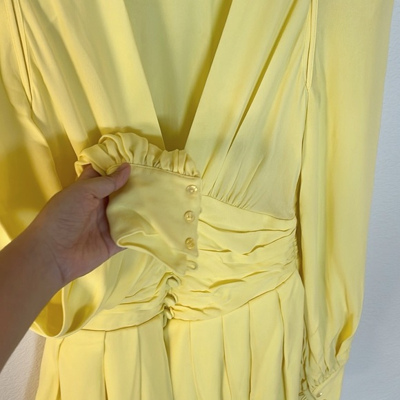 Attico Pale Yellow Long Sleeve Ruched Mini Dress IT38 - Picture 6 of 8